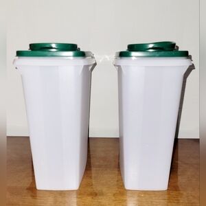 Set of Tupperware Storage Containers with Green Lids